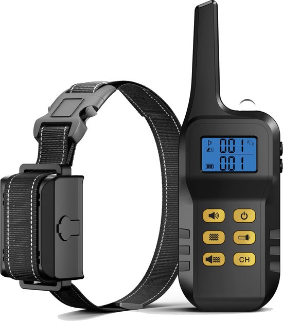 Diervriendelijke anti-blafband trainingshalsband 2-in-1 BOB-721 – 1000m bereik – geen schok