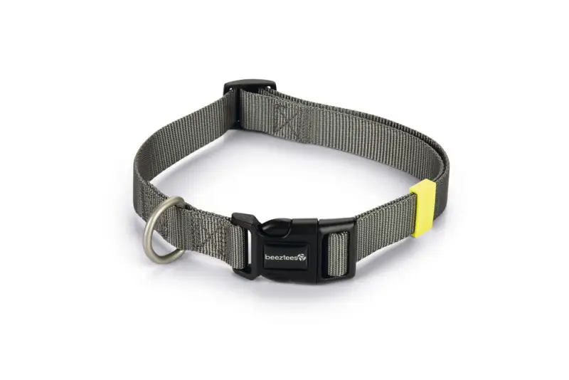 Beeztees nylon Hondenhalsband Uni — Donkergrijs