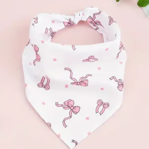 Honden Bandana Polka Dot en Strikjes 20-28 cm — Wit / Roze