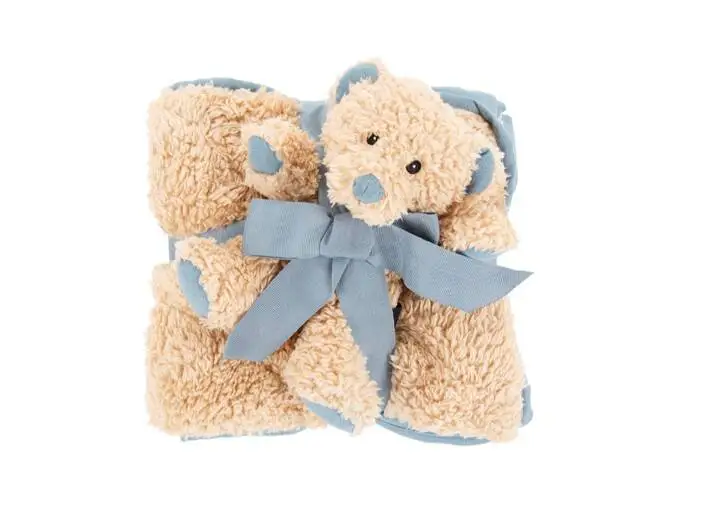 Scruffs Cosy Blanket & Bear Toy Gift Set blue 110×75 cm