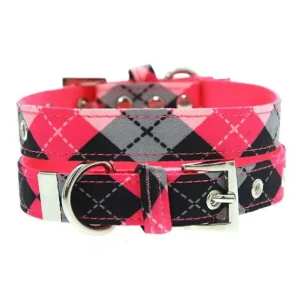 UrbanPup Hondenhalsband Pink Argyle 17-27 cm