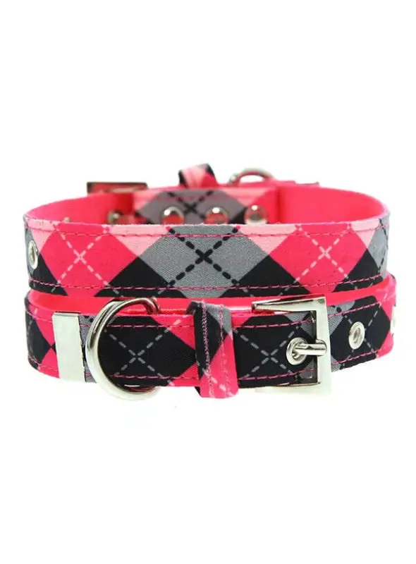 UrbanPup Hondenhalsband Pink Argyle 35-45 cm