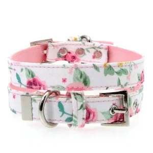 UrbanPup Hondenhalsband Pink Floral Cascade 17-27 cm