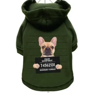 Honden Sweatshirt Police Mugshot French Bulldog — Olijfgroen