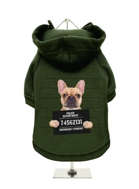 Honden Sweatshirt Police Mugshot French Bulldog — Olijfgroen